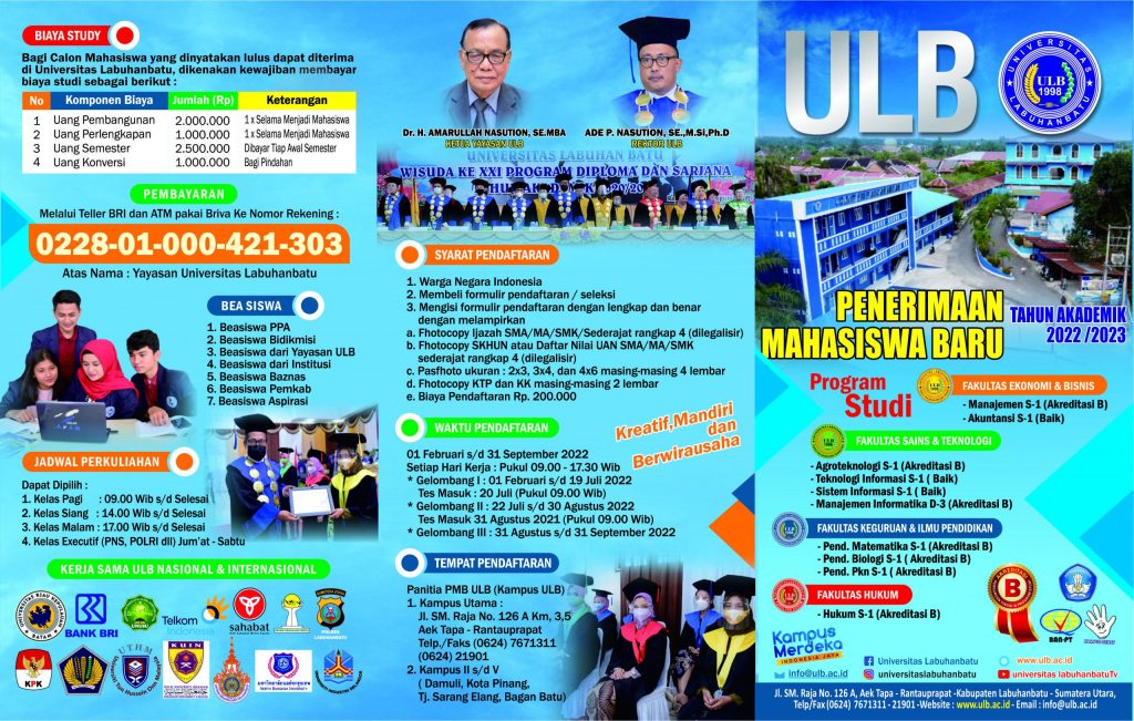 Brosur Penerimaan Mahasiswa Baru (PMB) Universitas Labuhanbatu T.A 2022/2023